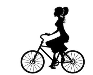 Der weibliche Zyklus - Illustration einer Frau auf dem Fahrrad