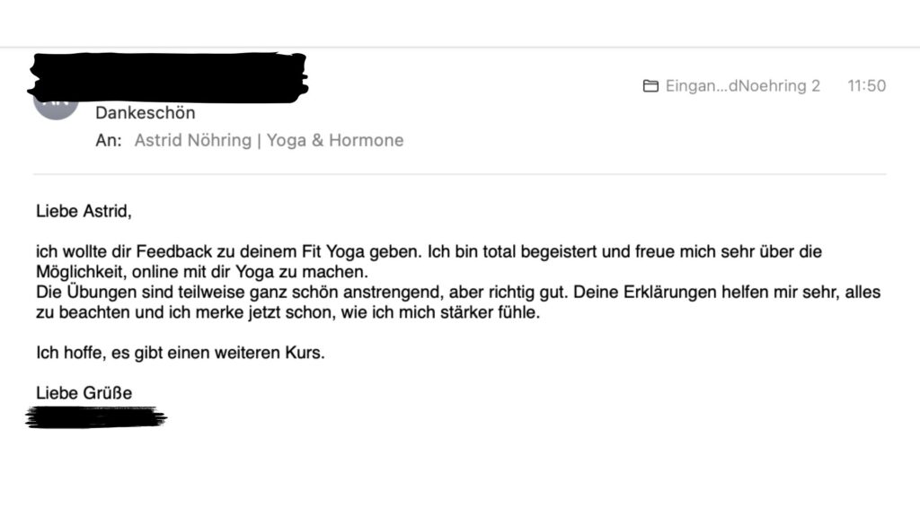 Positives Email-Feedback einer Kursteilnehmerin