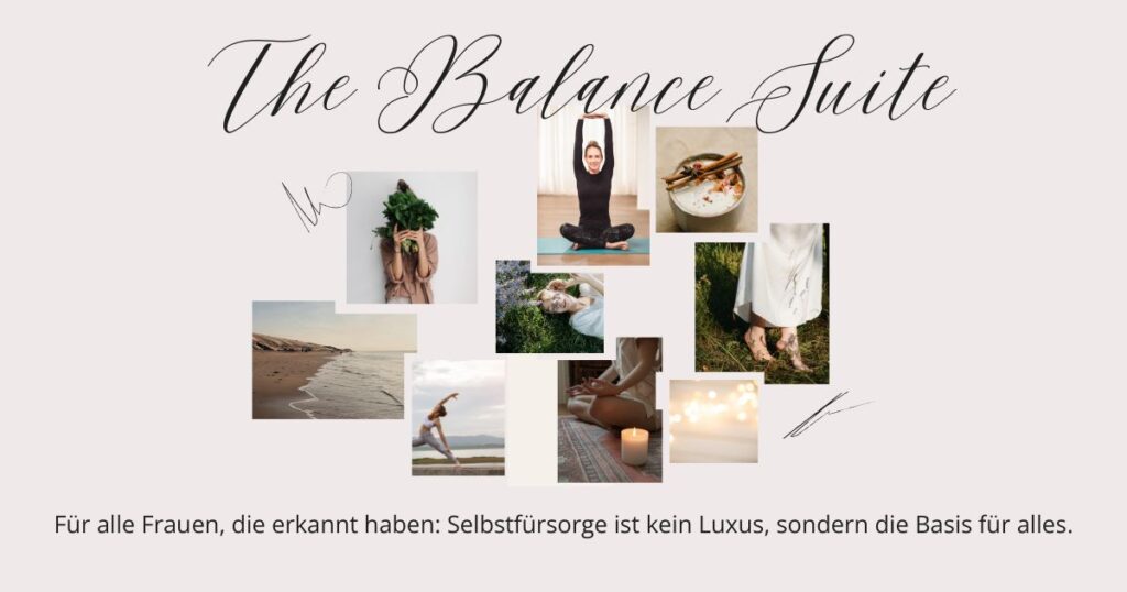 Collage mit stimmungsaufhellenden und entspannenden Yogabildern