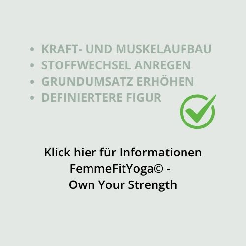 Auflistung Vorteile FemmeFitYoga - Yoga mit Gewichten