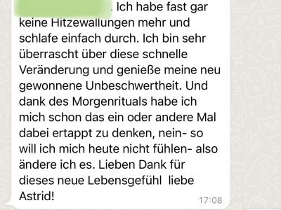 Whats App Sceenshot positives Feedback zum Rebalance Onlineprogramm